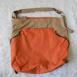 Orange & Light Brown Hobo Purse
